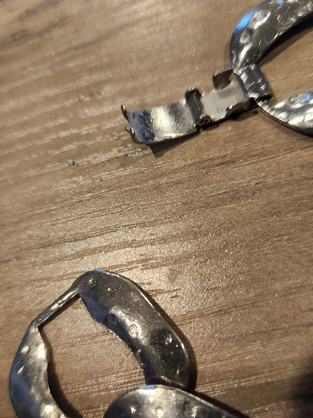 Vintage Silver Hammered Curb Link Necklace 8